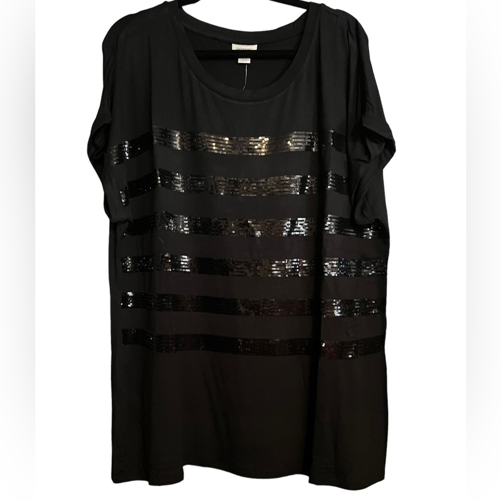 Black top with sequins by Avenue 22/24.